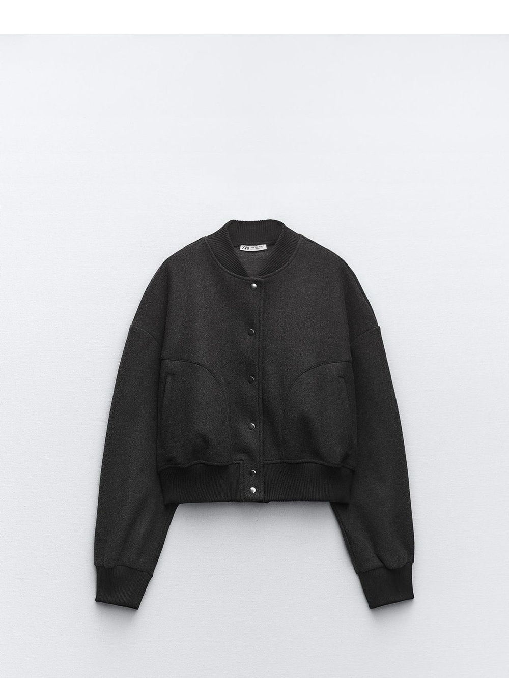ZARA CROP SOFT BOMBER JACKET NWT L Women’s Black Snap-Front Bomber Jacket
